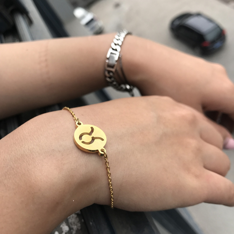 简约时尚十二星座手链韩版个性镂空星座手饰亚马逊新款手环批发