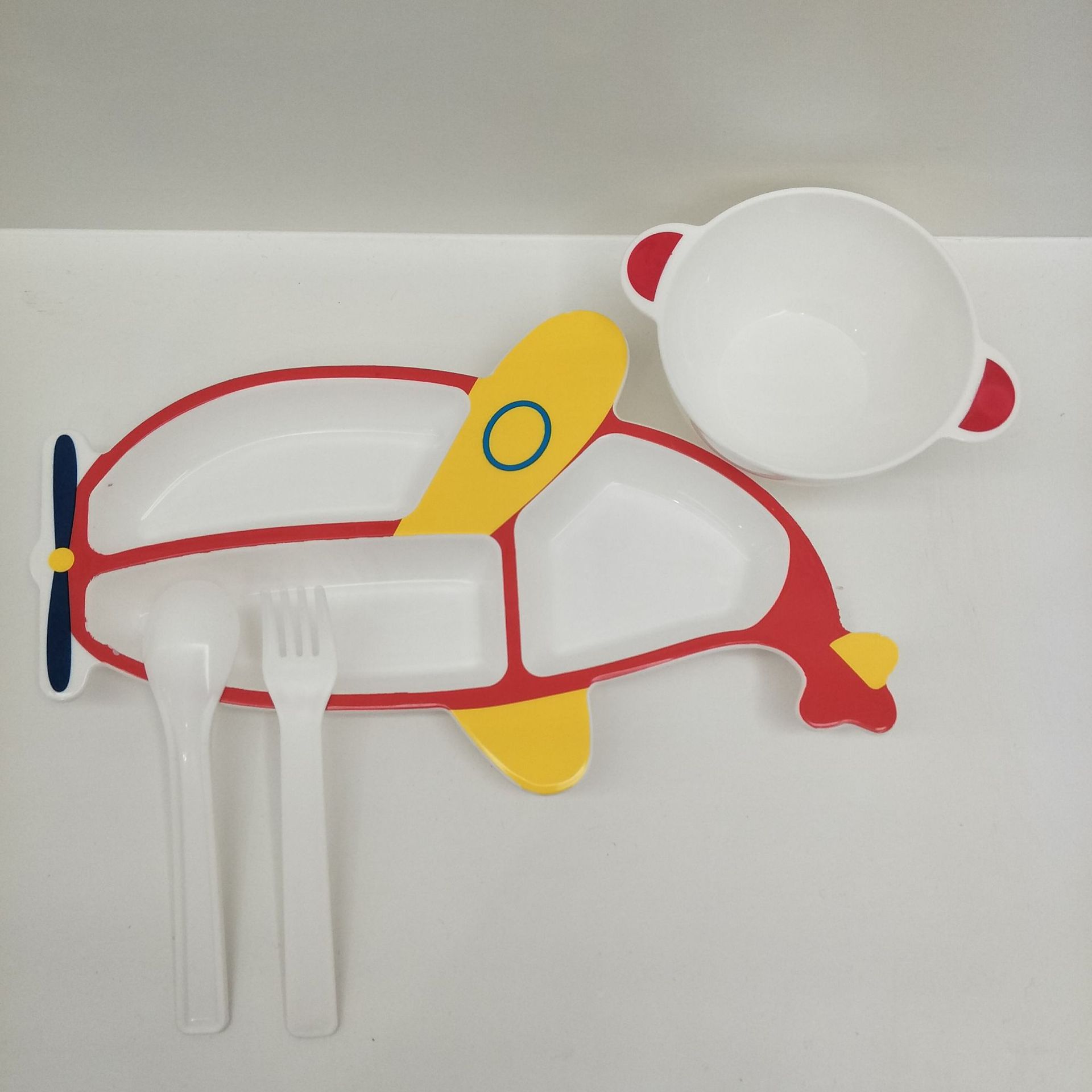 Set de platos y cuencos para niños diseño dividido anticaída para alimentación infantil