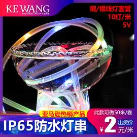 亚马逊跨境led管子灯5v铜线灯串套管防水庭院氛围装饰小彩灯批发