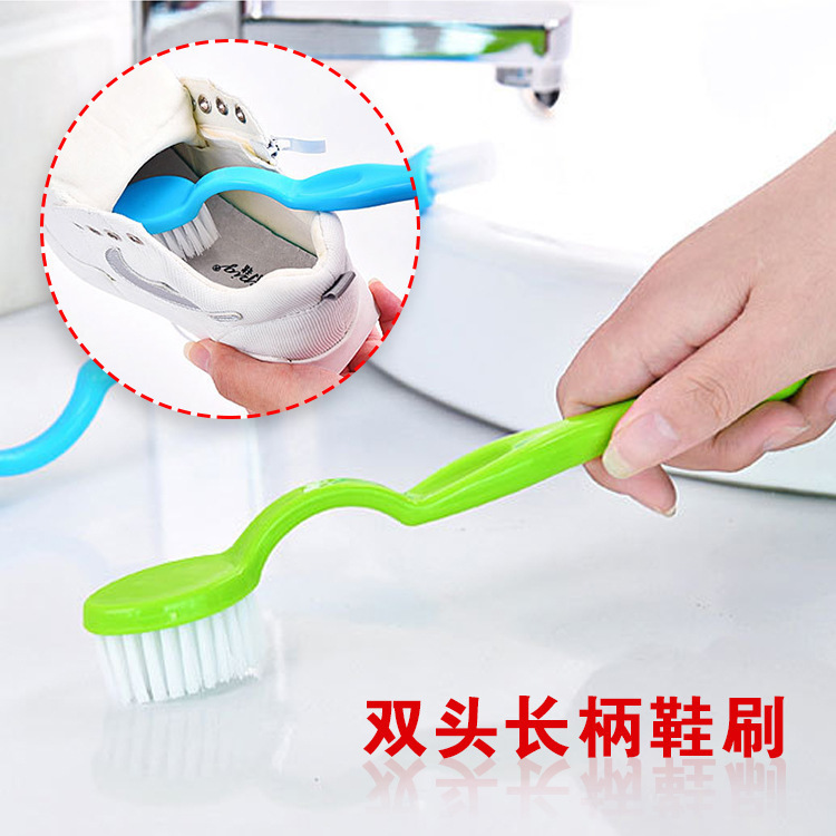 Cepillo de limpieza de mango largo de dos cabezas, zapatos de cuero, zapatillas de deporte, cepillo de zapatos, cepillo de zapatos, cepillo de lavado de zapatos