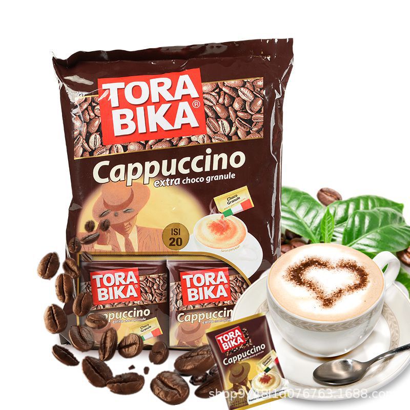 Russian imported cappuccino coffee Indonesia instant three-in-one coffee 20 small bags with cocoa powder