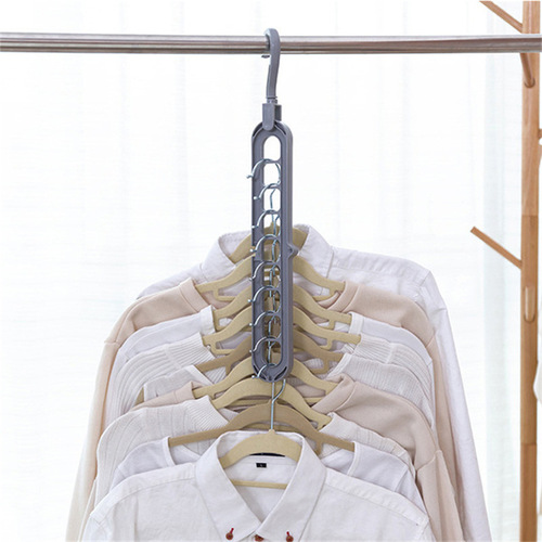 The same nine-hole clothes hanger multifunctional nine-hole rotating magic clothes hanger folding clothes drying storage rack
