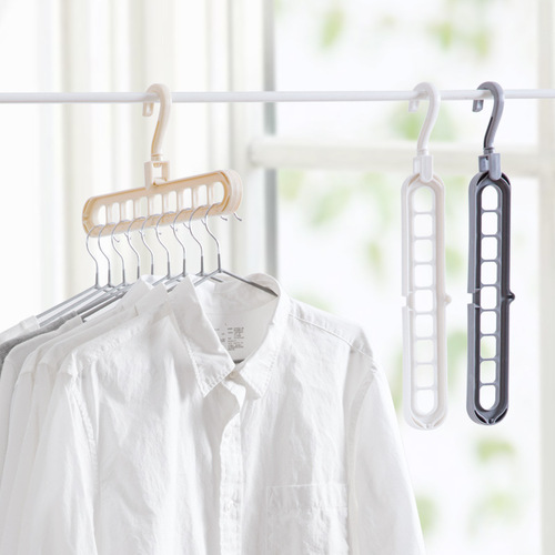 The same nine-hole clothes hanger multifunctional nine-hole rotating magic clothes hanger folding clothes drying storage rack