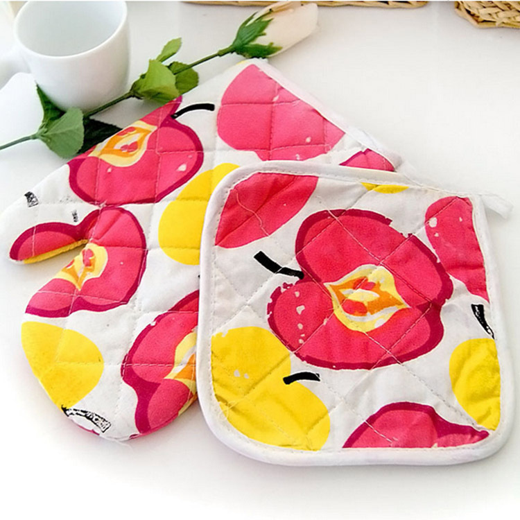 Guantes de aislamiento térmico de horno de microondas engrosados de fábrica conjunto de dos piezas con almohadilla de aislamiento térmico de terciopelo conjunto de dos piezas