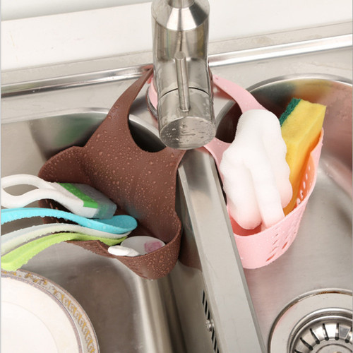 Creative adjustable snap-on sink storage hanging basket kitchen rack faucet sponge drain hanging bag