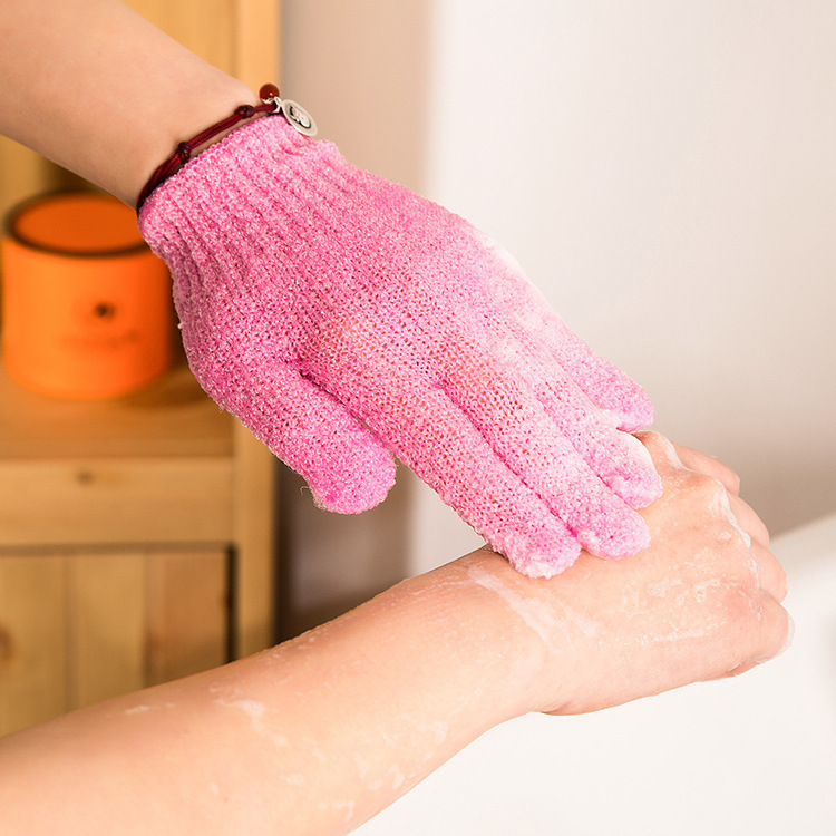 Guantes de baño de cinco dedos, guantes exfoliantes, toalla de baño de masaje de fibra creativa, precio unitario
