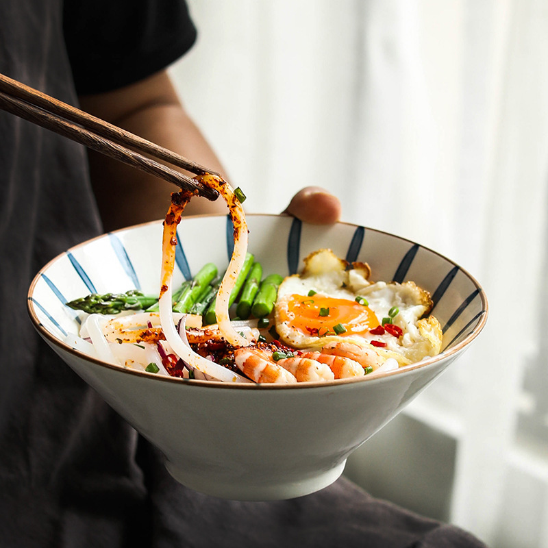 Japanese-style ramen bowl underglaze ceramic tableware bucket bowl large soup bowl instant noodle bowl household ceramic bowl noodle bowl soup bowl