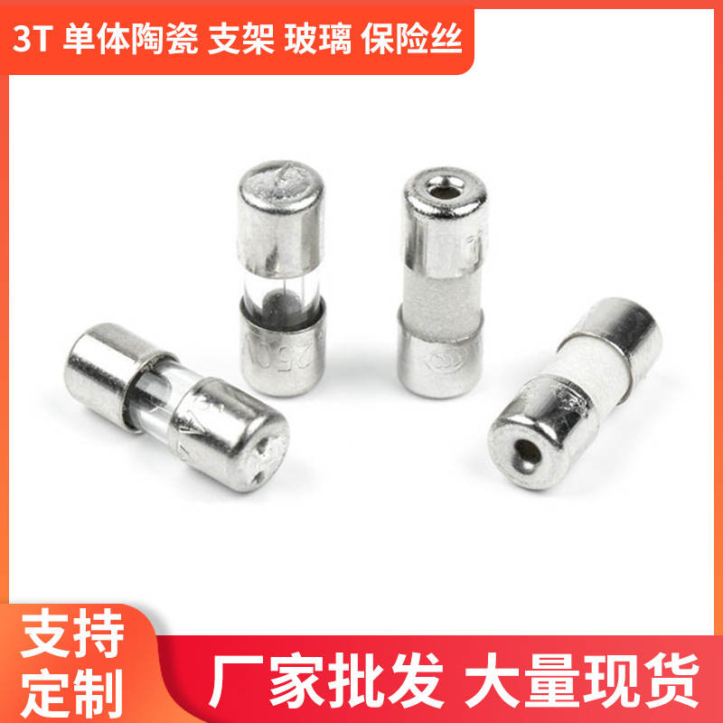 3T 单体陶瓷3.6*10单帽不带引线玻璃保险管焊接支架透明保险管T/F