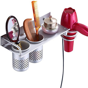Space Aluminum Hair Dryer Rack Punch-free Bathroom Rack Wall-mounted Toilet Storage Rack Household Toilet Drum Rack