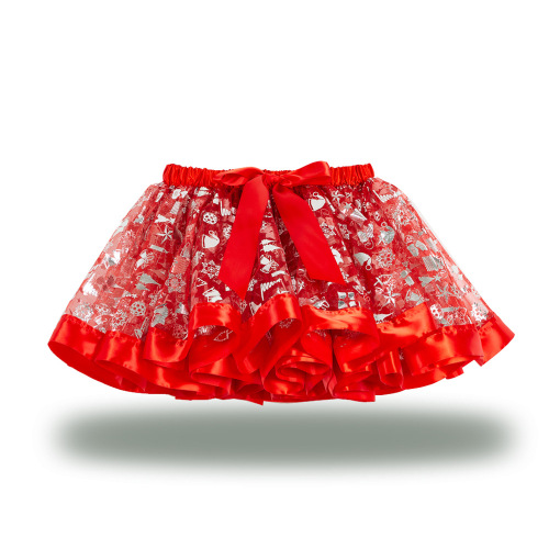 2024 New Year and Christmas girls tutu skirt bronzing Christmas tree elk tutu skirt mesh children's princess skirt