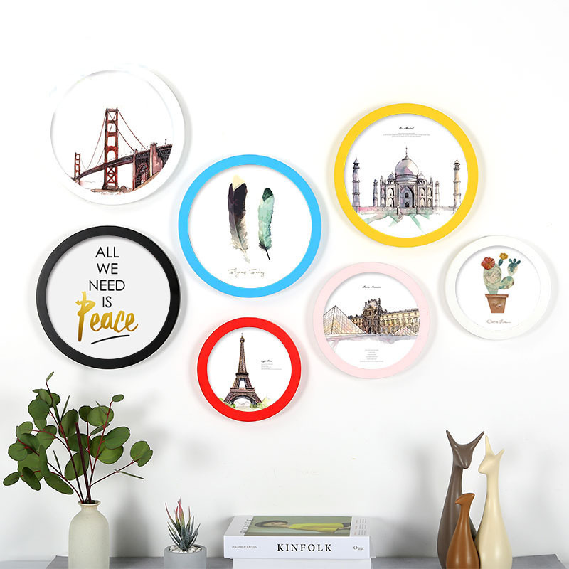 Simple new Chinese creative round photo frame wall-mounted embroidery 20 25 30 35 40 45 50cm picture frame mounting