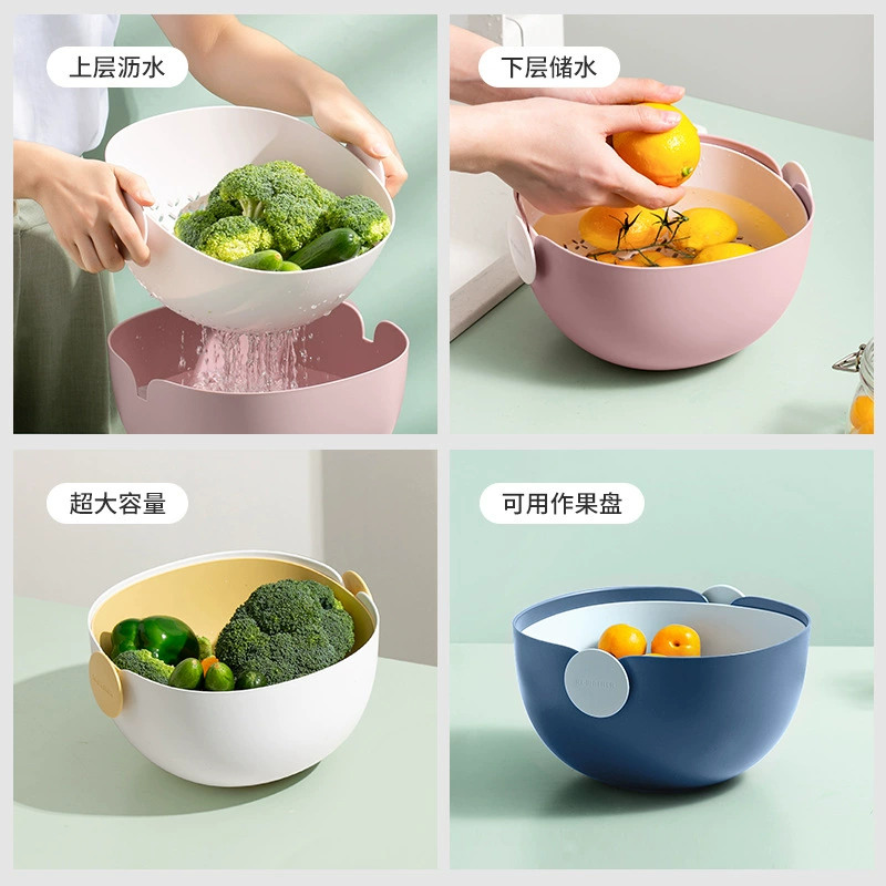 Capacious Double-Layer Drying Rack with Two-Color Design for Fruits and Pen Storage