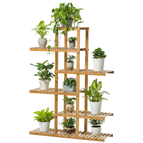 Widened balcony flower stand potted plant rack solid wood multi-layer indoor floor-standing succulent living room flower rack flower pot rack flower table