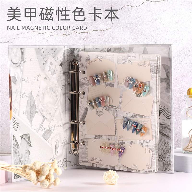 Nuevo arte de uñas magnético color tarjeta libro de alta gama Flip magnético esmalte de uñas pegamento Placa de color Placa de uñas arte color soporte de pantalla