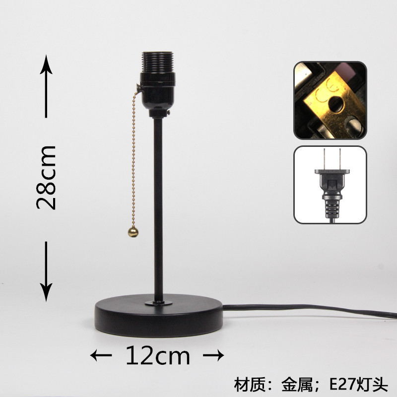 Base de Lámpara de Mesa de Varilla Recta Pintada en Negro, Accesorios para Lámparas, Portalámparas E27 con Cable, Soporte de Lámpara de Hierro para Bricolaje