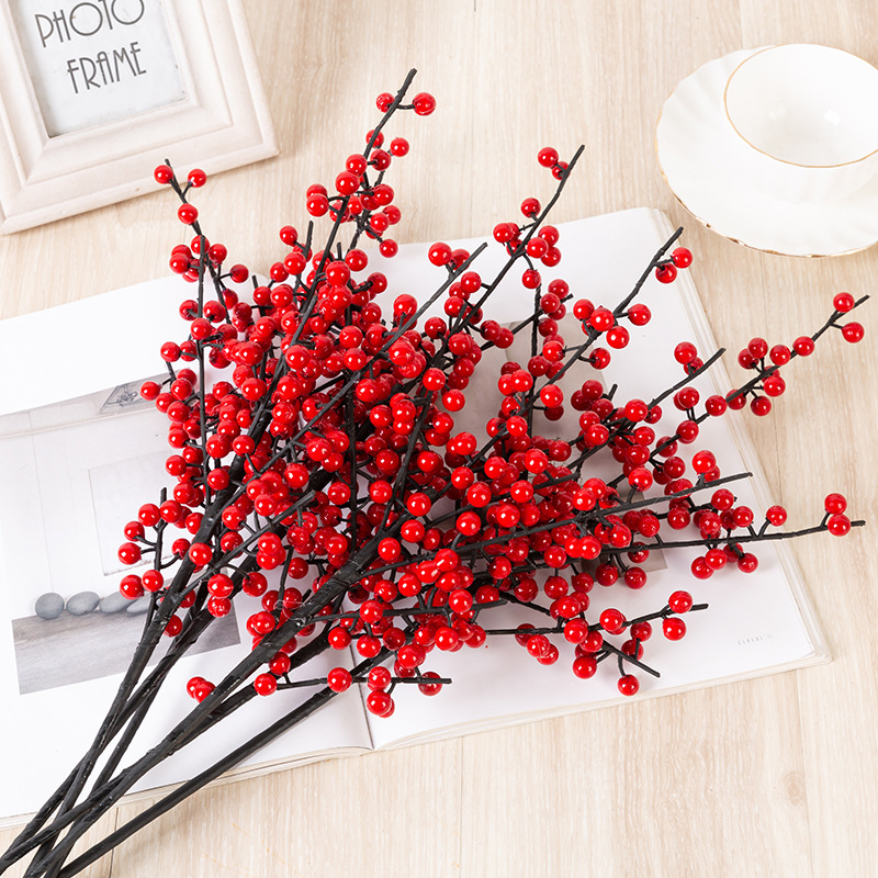 Yuhua Simulated Fortune Fruit Red Berry Lucky Fruit New Year Christmas Living Room Home Decoration Flower Arrangement Small Holly