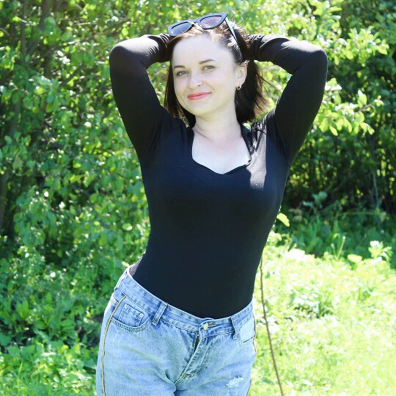 Облегающий bodysuit (женский) с длинными рукавами, квадратное декольте, осень, облегающий силуэт, размеры S–XL