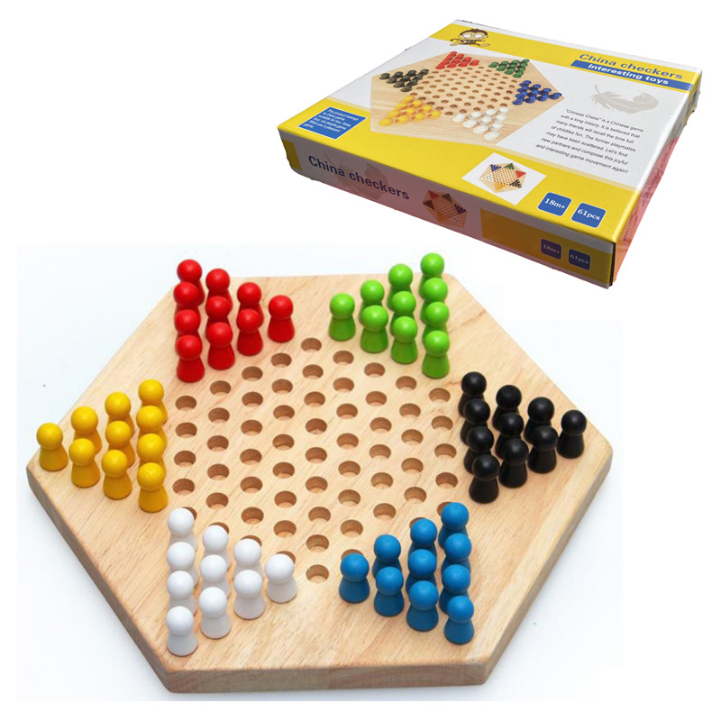 Ce Factory Direct Supply Hexagonal Checkers Family Educational Games Wooden Jumping Beads Kidsren's Educational Toys Board Games Cpc