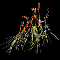 8#-14# Colorful Feather Iron Plate Single Hook Lure Fishing Tackle for Hair Jigging in Saltwater, Outdoor Fishing Gear