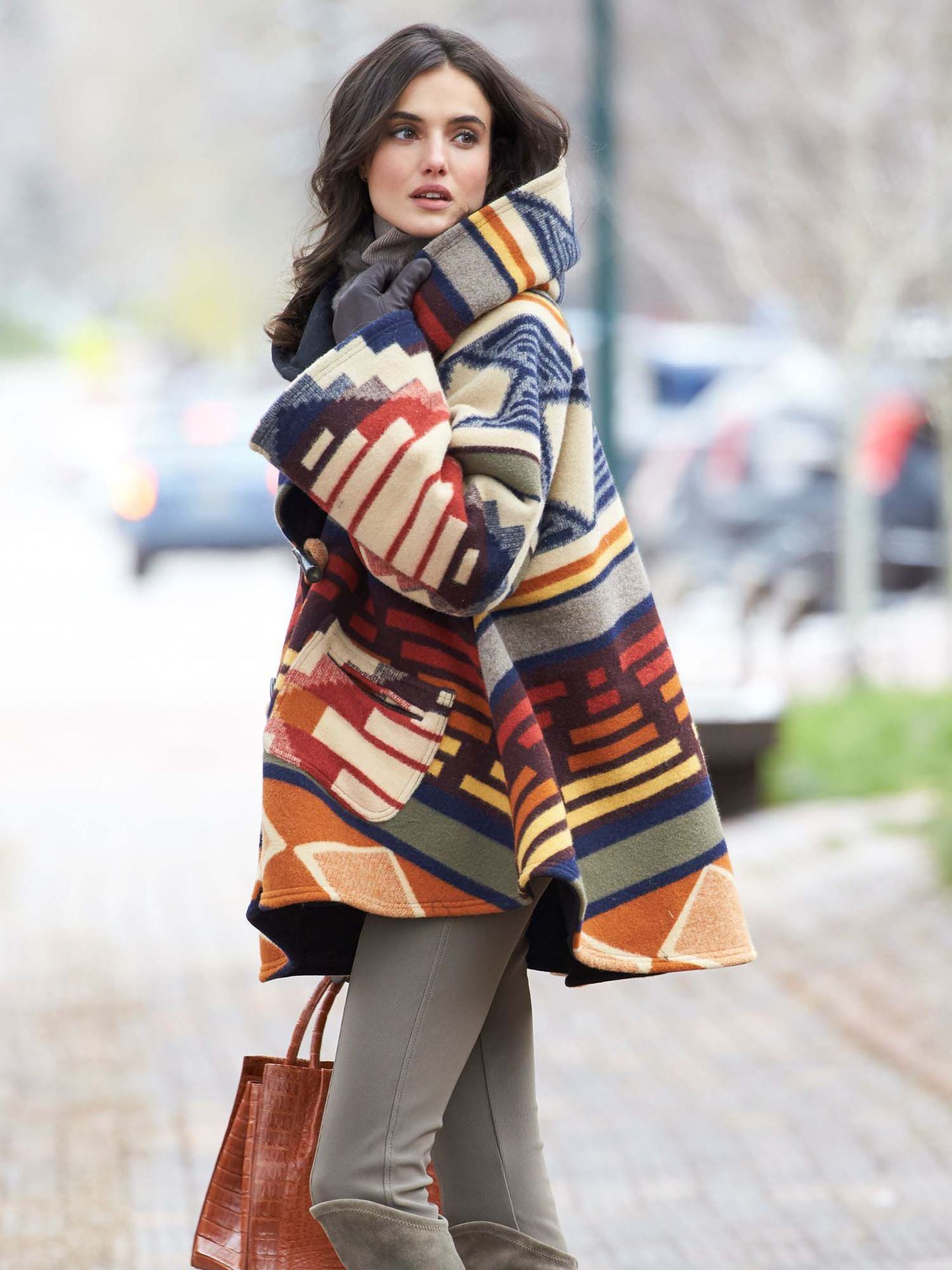 Abrigo de Lana con Capucha Estampado de Lana de Alpaca y Algodón Poliéster image 8