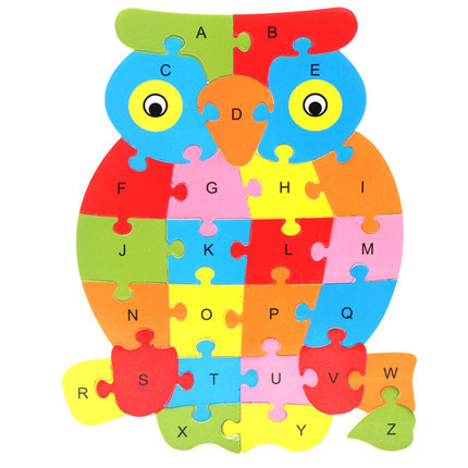 Cross-border 26 English Alphabet Puzzle Games Children Early Education Dinosaur Elephant Animal Wood Puzzle Toy