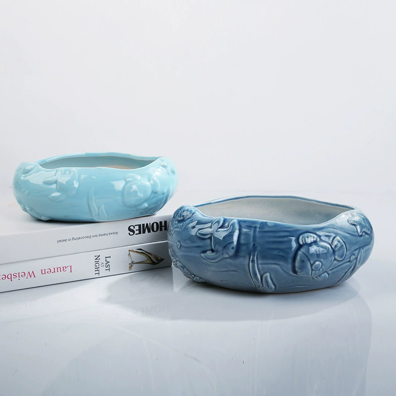 Милый маленький размер маленькая рыба панцирь животных украшения раковины мясистое растение цветочный горшок керамический контролируемый горшок для большого пальца мини