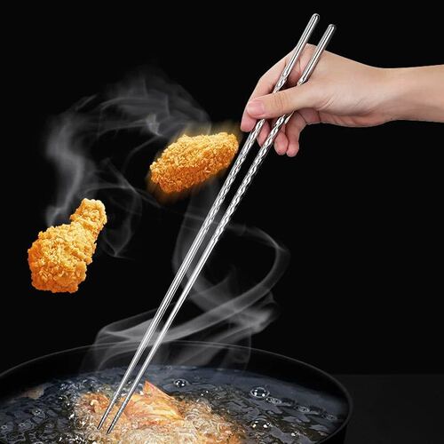 304 stainless steel extended chopsticks Chinese-style household hot pot chopsticks commercial non-slip and anti-scalding noodles frying chopsticks
