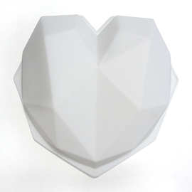 2021跨境心形钻石硅胶模具爱心蛋糕模创意滴胶翻糖模具DIY烘培用