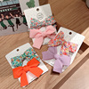 Brand fresh children's hairgrip with bow, cute set, bangs, hairpins, floral print