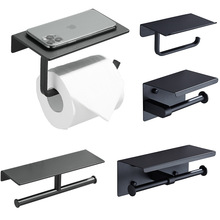 304不锈钢厕所纸巾架 卫生间黑色纸巾钩免打孔浴室卷纸架厕纸架