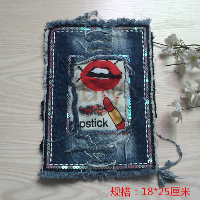 Denim pegatinas ropa de dibujos animados parche agujero parche de gran tamaño Denim pantalones rodilla codo pegatinas moda apliques Denim