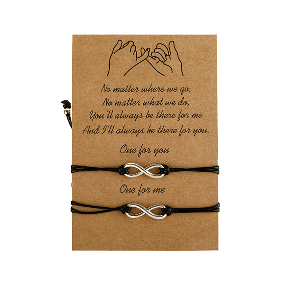 Pulsera ajustable tejida a mano de 8 palabras de aleación simple europea y americana transfronteriza pulsera tarjeta pareja pulsera