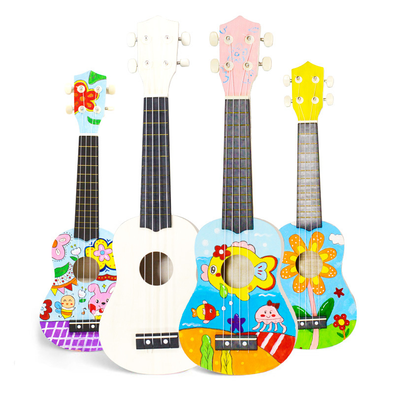 (Wholesale), ukulele with a score, guitar, musical instruments for students, painted materials set, 23 inch, DIY 5