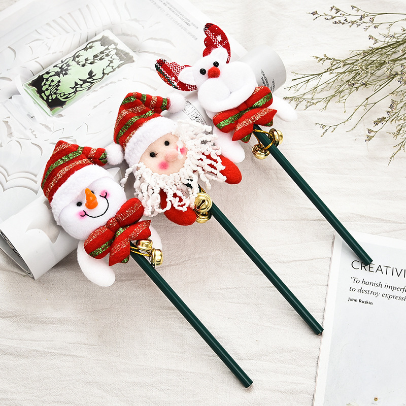 Christmas Gift Cartoon Pencil Bell Pencil Pupil Prizes Kindergarten Decorations Stationery School Supplies