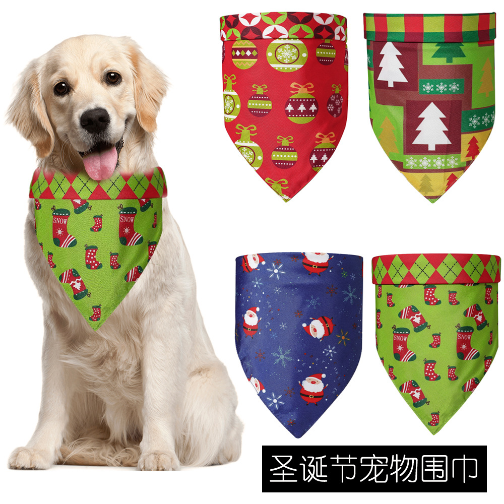 Fabricante en stock transfronterizo mascota saliva toalla perro bufanda Navidad mascota dibujos animados triángulo toalla