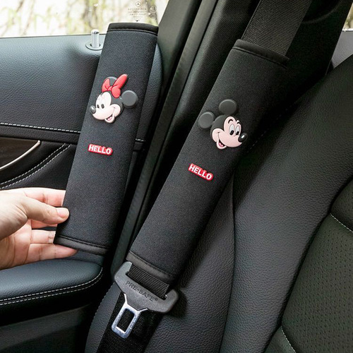 Cartoon Car Safety Belt Shoulder Covers Set Extended Four Seasons Cute Decorative Items Car Interior Decoration Women Breathable Model
