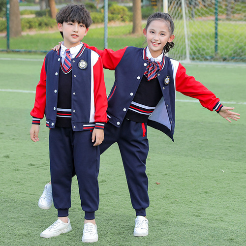 School uniform set for primary school students, autumn and spring, college style, children's first grade class uniform, kindergarten uniform, sports baseball uniform