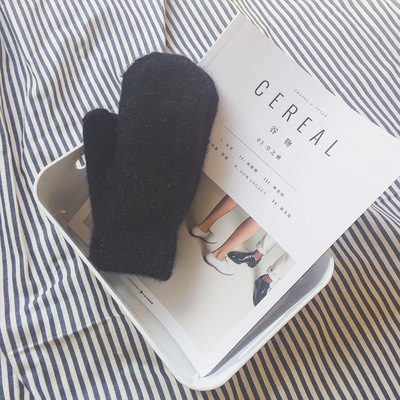 Invierno de las mujeres de imitación de piel de conejo forrado de lana engrosada a prueba de frío ciclismo guantes calientes de estilo coreano de moda guantes de punto con puntero