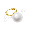 Golden jewelry, demi-season retro earrings from pearl, 24 carat white gold, French retro style