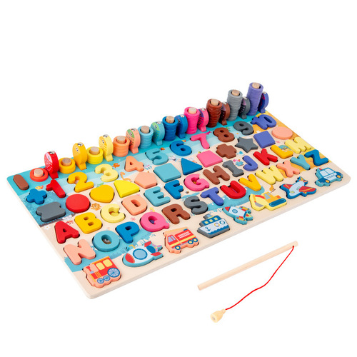 Creative young children's large magnetic fishing logarithm board alphanumeric puzzle matching board early education educational toys