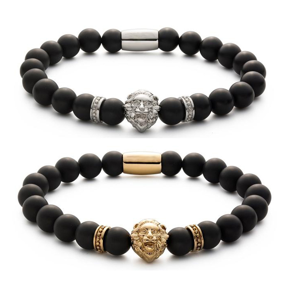 matte agate bracelet stainless steel