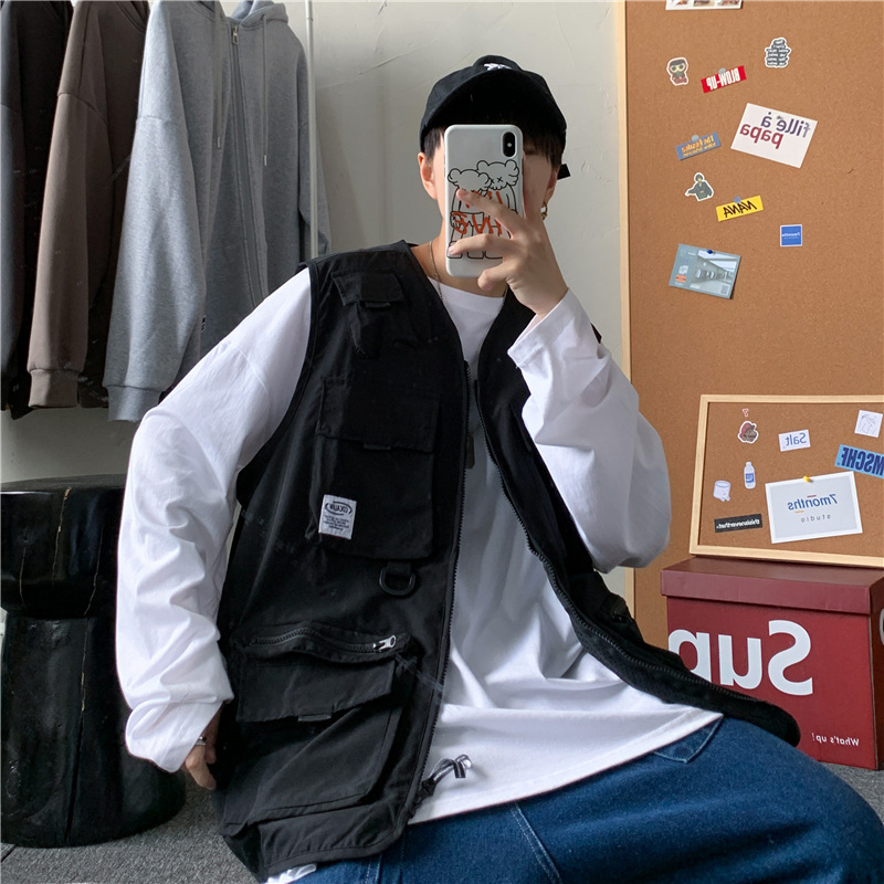 Spring and Autumn ins Functional Tactical Vest Men's ins Trendy Multi-Pocket Workwear Sleeveless Jacket Outer Wear Vest