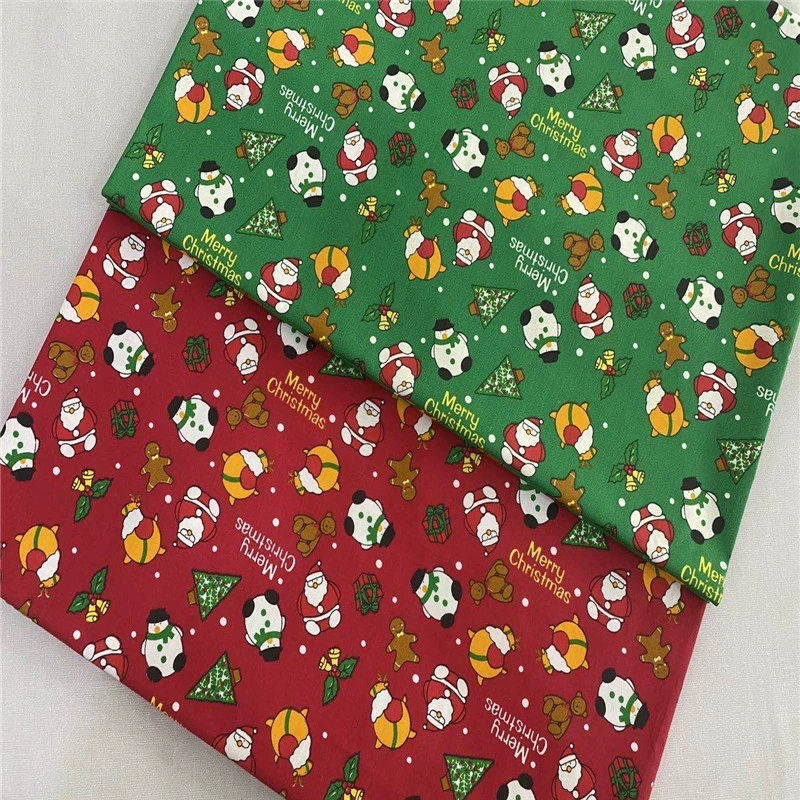 Саржевая хлопчатобумажная ткань из чистого хлопка с принтом Рождественская елка Снеговик мультфильм милые детские пижамы ручной работы ткань для постельного белья