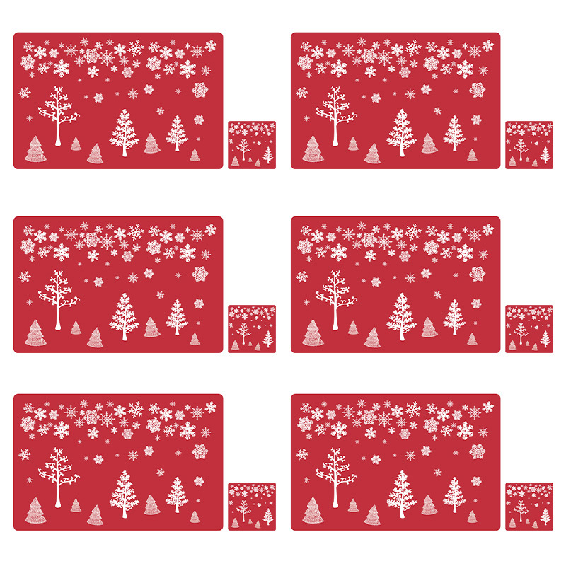 Amazon Christmas Table Mat Coaster Creative Heat Insulated Non-Slip Placemat Coaster PVC Printed Placemat Coaster Mat