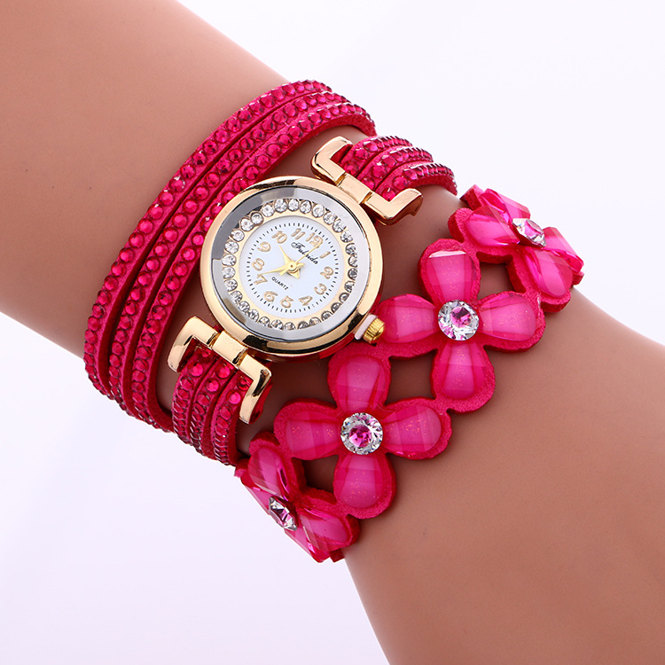 Ladies Twine Set Diamond Korea Velvet Bracelet Quartz Performance Watch