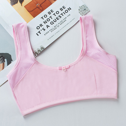 Girls vest development period underwear female students high school girls primary school students pure cotton double layer quilted anti-exposure underwear