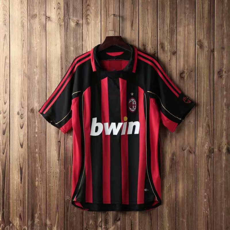 thumbnail for 0607AC Milan retro Jersey kakanesta maltini inzagi Pirlo manga corta uniforme de fútbol