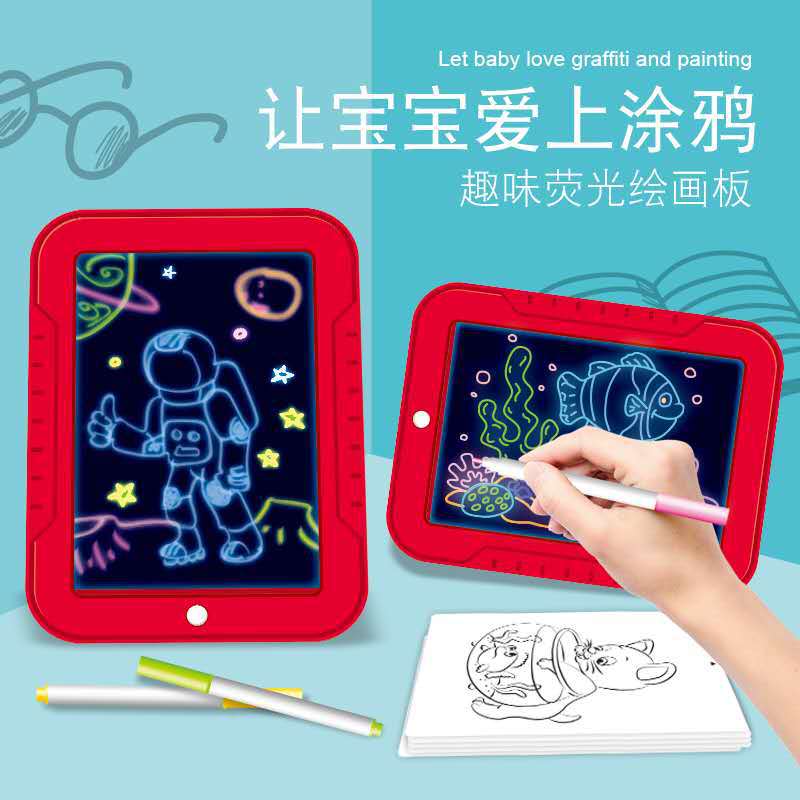 Amazon magicpad 3D tablero de dibujo para niños tablero de escritura fluorescente graffiti traje mágico tablero de dibujo luminoso