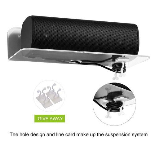 Transparent floating shelf wall mounted rack wall storage rack acrylic switch clock speaker storage rack