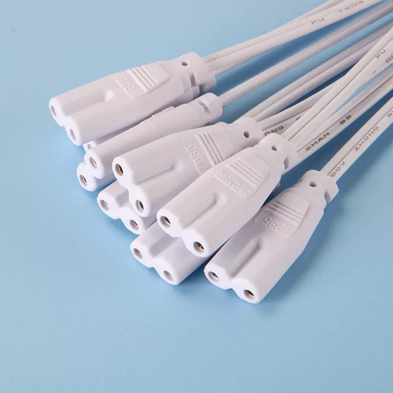 T5T8LED灯管插头线连接电源线2芯8字尾插头电源线加工定制